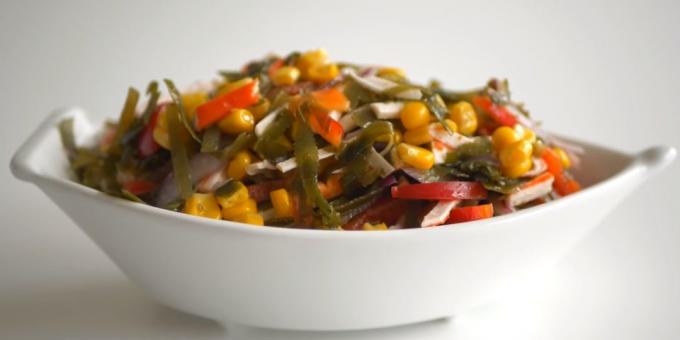 Recipes: Marine cabbage salad with corn, crab sticks and pepper