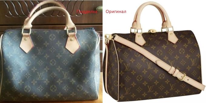 Original and fake Louis Vuitton handbags: