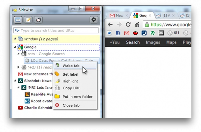 Extensions Chrome: sidebar tabs