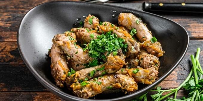 Chicken necks stewed with vegetables