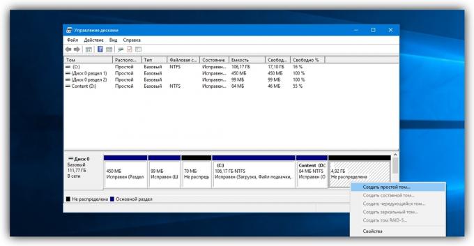 How to partition a disk in Windows: Click "New Simple Volume"