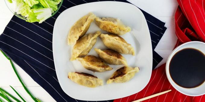 Gyoza dumplings with meat and vegetables