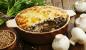 Buckwheat casserole with chicken, mushrooms and cheese