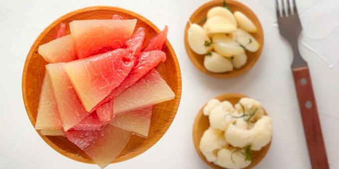 Watermelon in jars for the winter