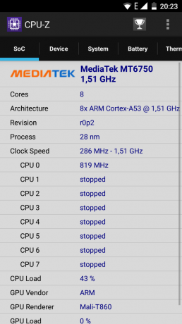 Ulefone Mix. CPU-Z processor