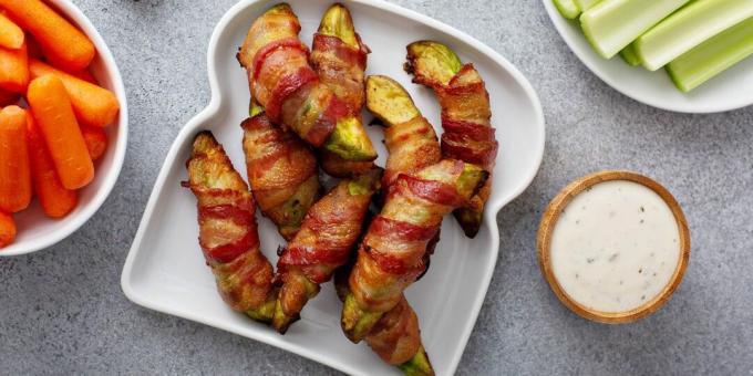 Bacon-wrapped avocado appetizer