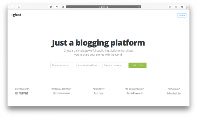 Blogging platform: Ghost
