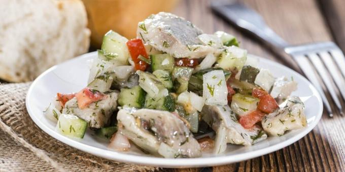 Salad with herring and vegetables