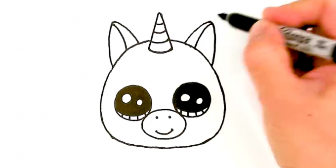 Draw the head and ears horn