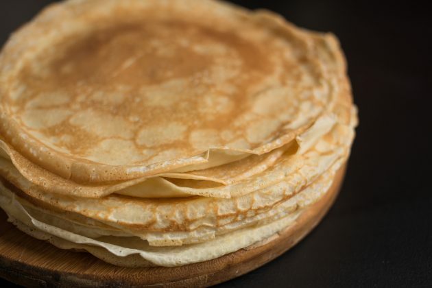 Prepare thin pancakes first