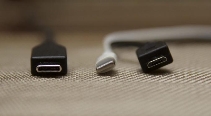 From left to right: USB Type-C, Lightning, micro USB