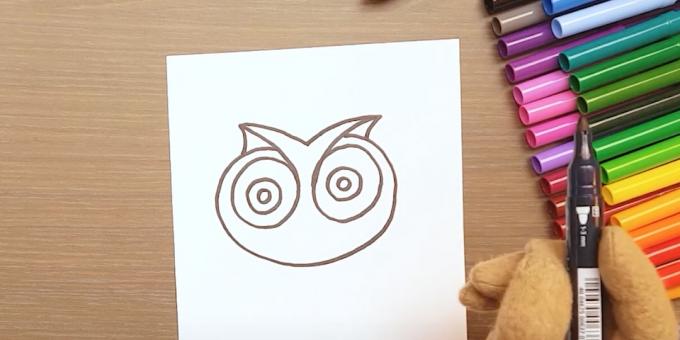 How to draw an owl: depict the head