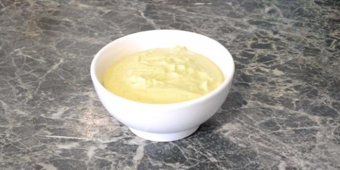 Home-made mayonnaise with sour cream and boiled egg yolks