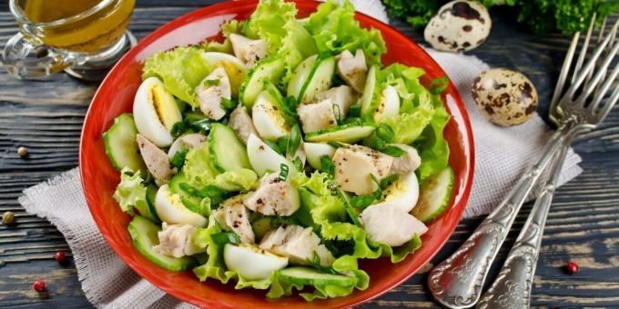 Cod liver salad with cucumbers and eggs