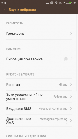 Xiaomi Redmi 3s: sound and vibration