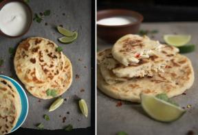 Indian naan cakes with curd filling