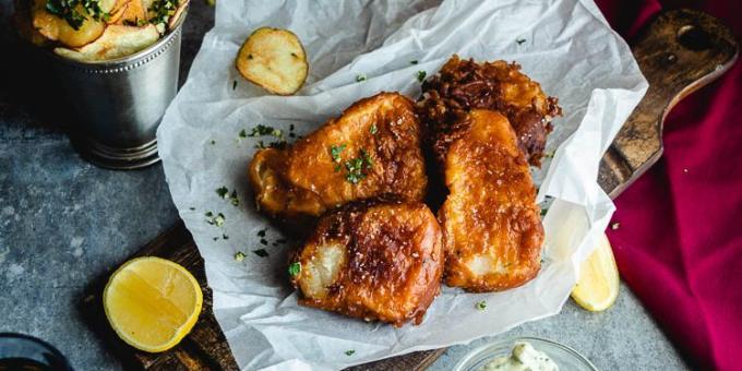 Fish in batter with cola and paprika