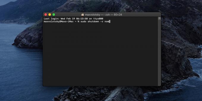 How to restart laptop using Terminal command line
