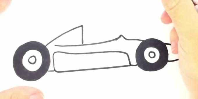 How to draw a racing car: draw the bottom of the car