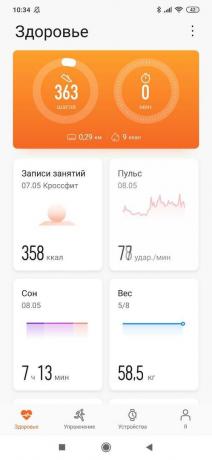 Huawei GT 2e: health and physical activity metrics in the app