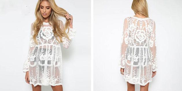 Beach dresses: Closed lace dress