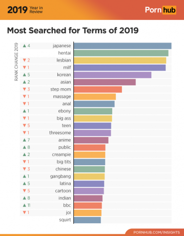 Pornhub 2019: Top Search Terms