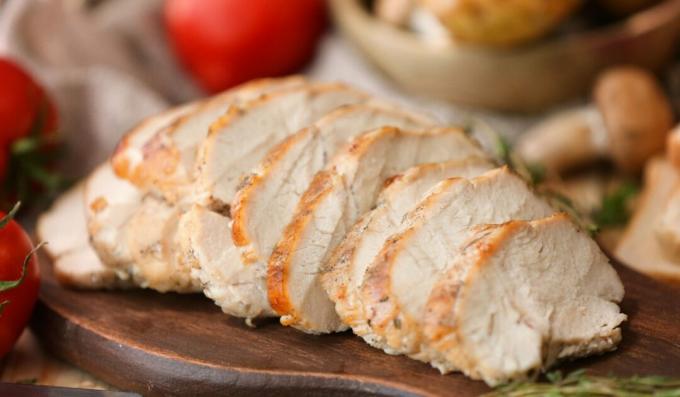 Oven baked turkey breast with wine and thyme