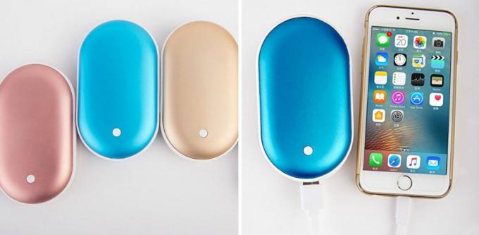 Products for the winter: external battery pack in the form of hot-water bottles