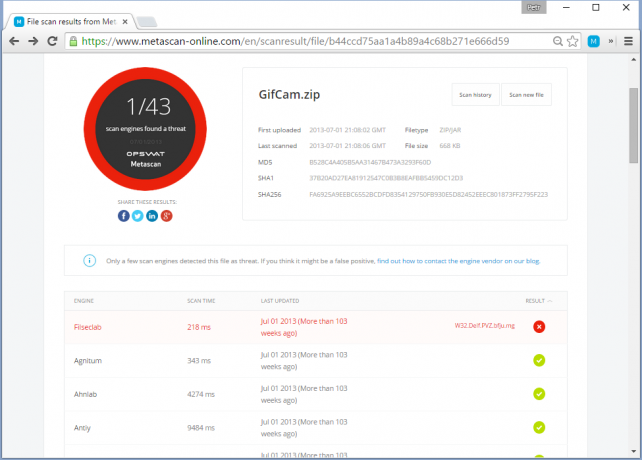 Metascan Online combines 40 anti-virus at the same time