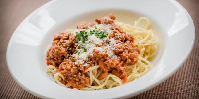 Cream Cheese: Pasta with tomato and meat sauce