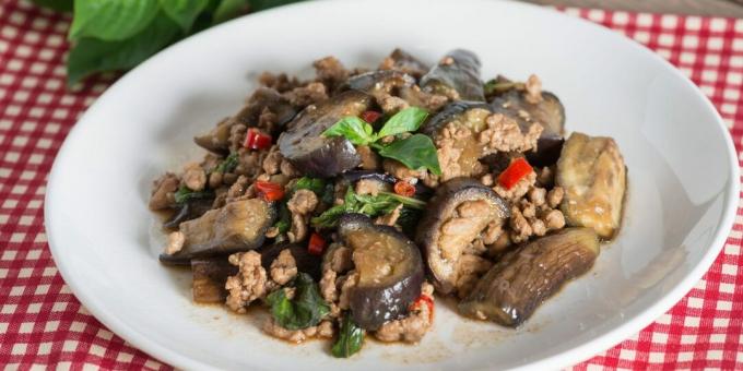 Fried eggplants with minced meat