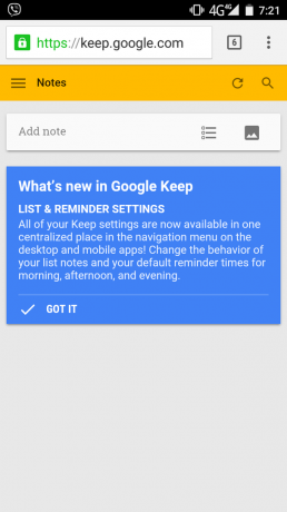 Google Keep: update