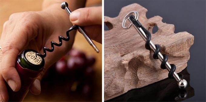 Compact corkscrew keychain