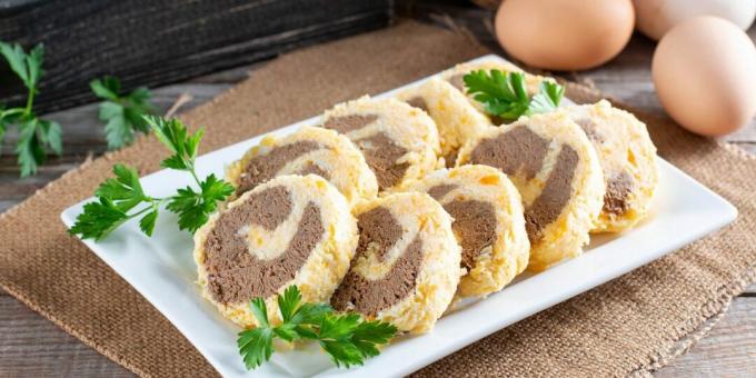 Chicken liver and cheese roll