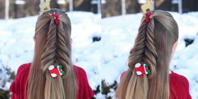 hairstyles for girls in the New Year, "herringbone" of fish tail