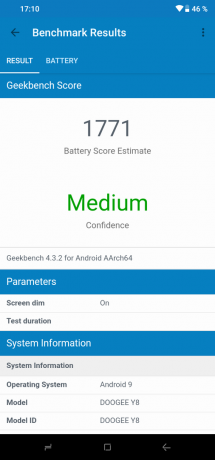 Doogee Y8: GeekBench (result)