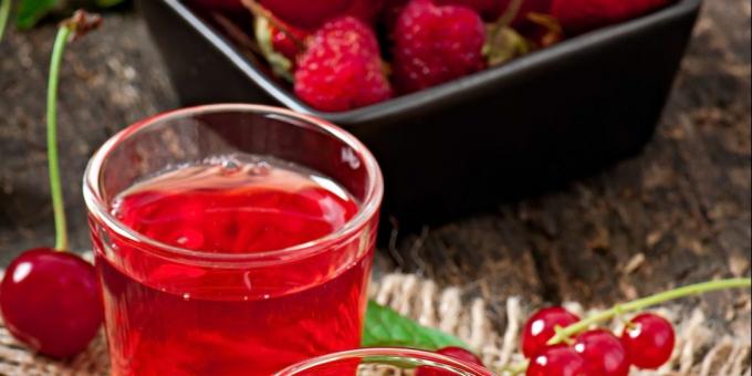 Compote of cherries and raspberries with a currant