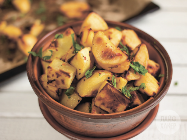 Baked potato with mustard and lemon peel