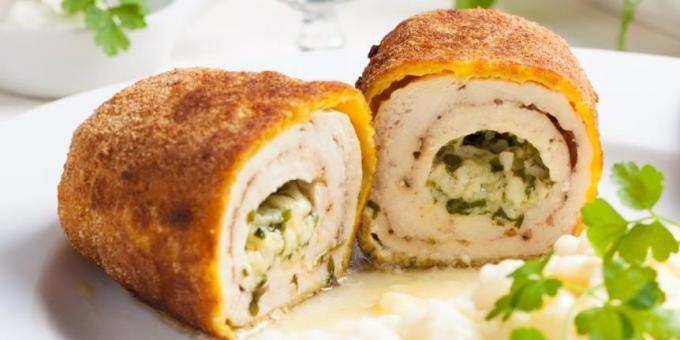 Chicken Kiev with cheese and herbs
