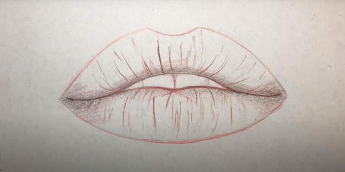 How to paint lips: outline the image and show the texture