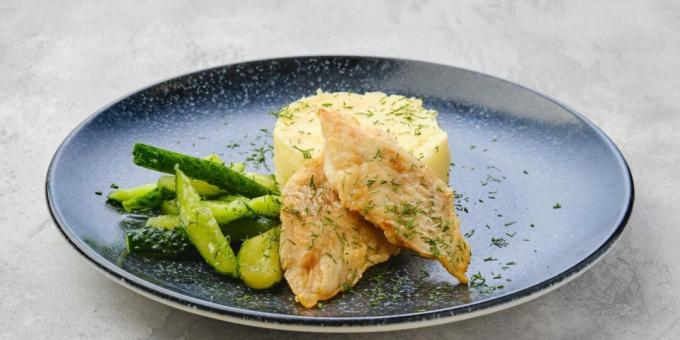 Pike perch fillet fried in flour