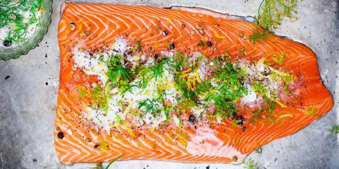 Salmon gravlax with vodka