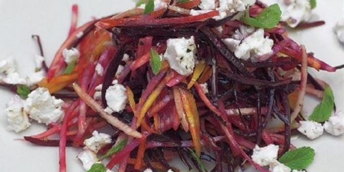 Salad of fresh beets with pear and feta from Jamie Oliver