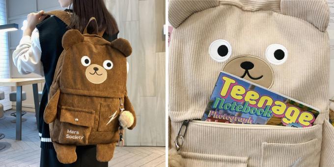 Unusual backpack in the form of a bear