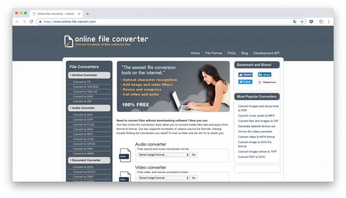 Online converters: Online File Convert