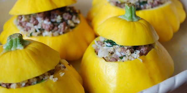 Squash stuffed with quinoa and beef