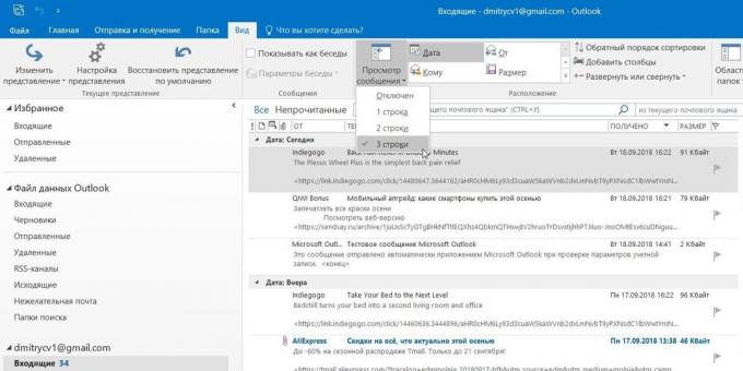Microsoft Outlook: preview emails