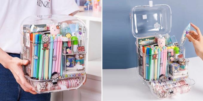 Stationery organizers with many compartments 