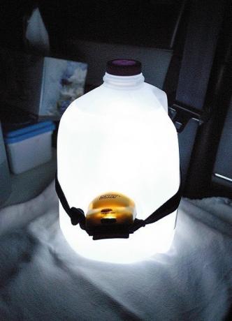 Lamp of a lantern and a plastic bottle