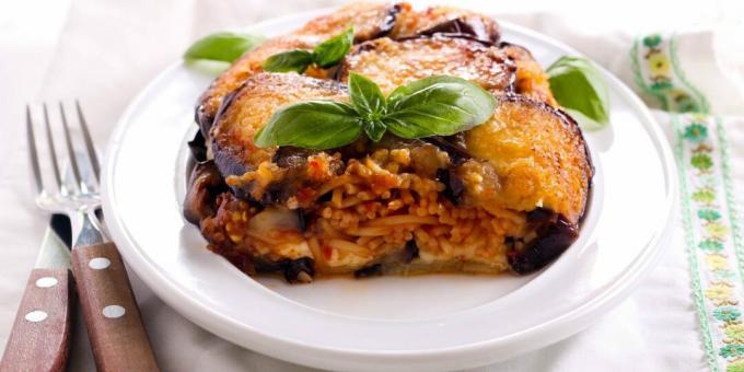 Pasta Casserole with Eggplant and Tomato Sauce
